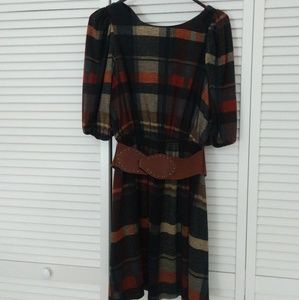 Warm plaid dress for work